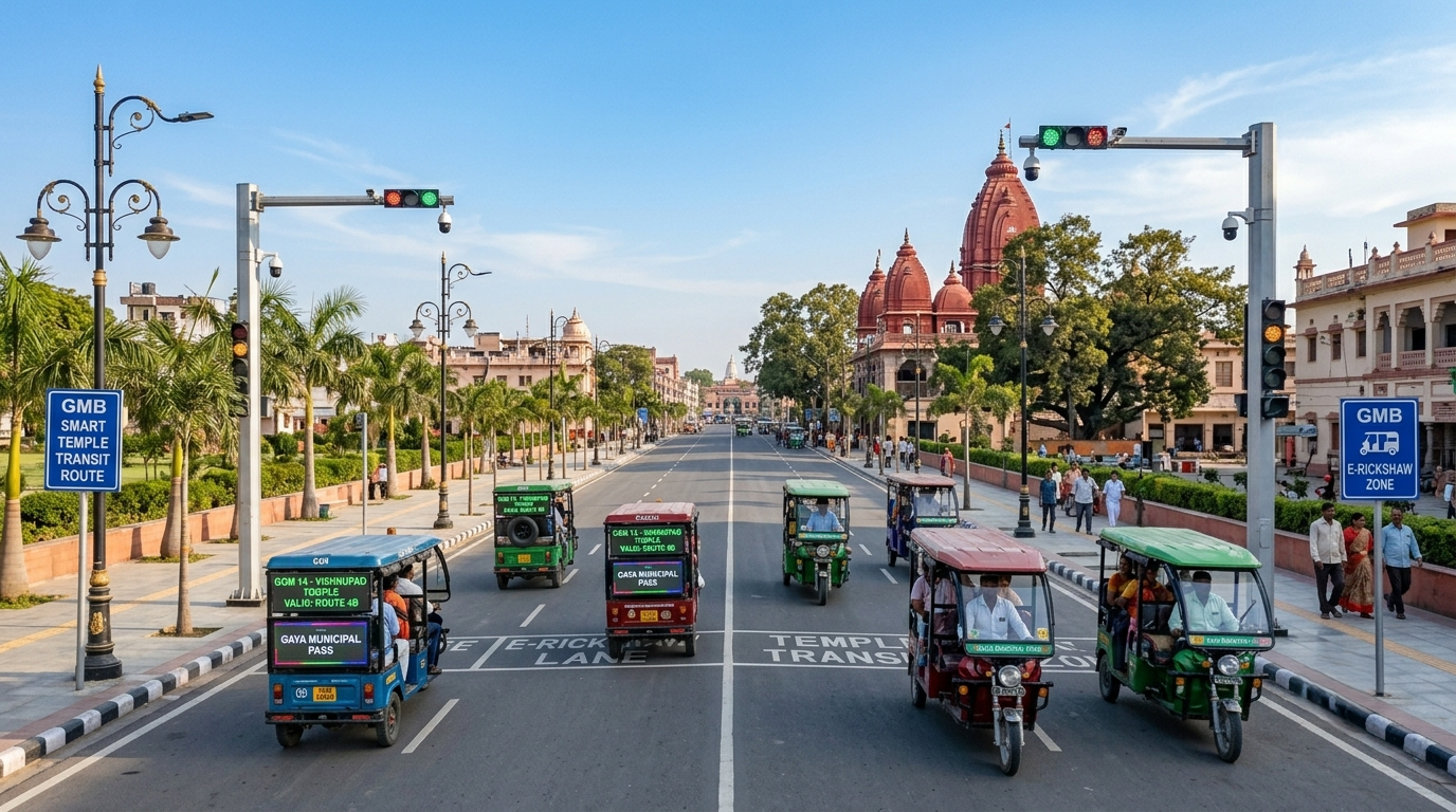 गयाजी विष्णुपद मंदिर मार्ग पर नई डिजिटल ट्रैफिक व्यवस्था लागू, अब दर्शन होंगे और आसान!