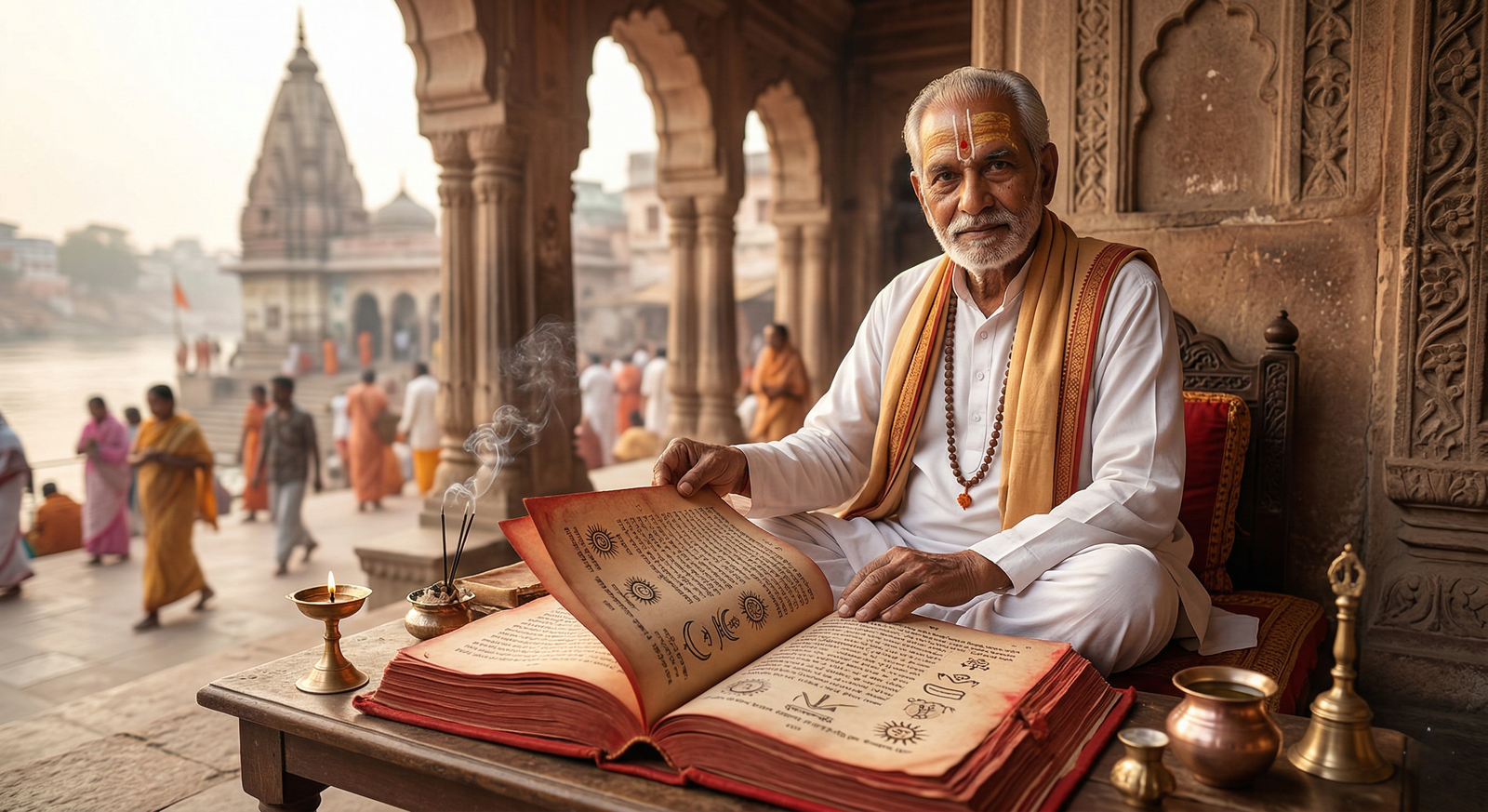 Gayapal Panda showing ancient Pothee in Gaya Ji for Pind Daan.