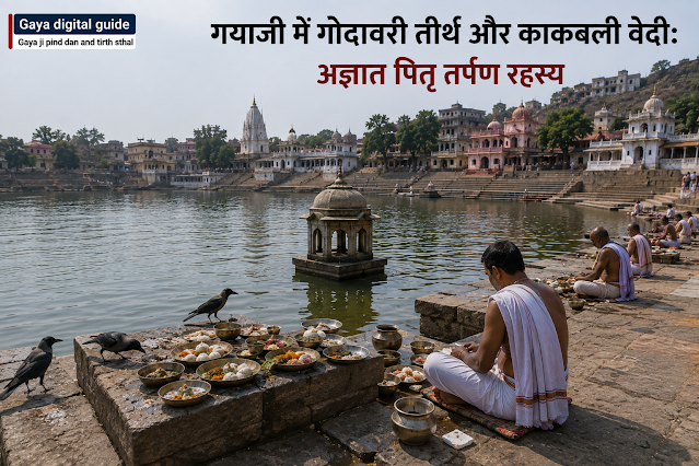 गयाजी में गोदावरी कुंड तट पर काकबली शिला पर अज्ञात पितरों के निमित्त पिंड अर्पित करते श्रद्धालु