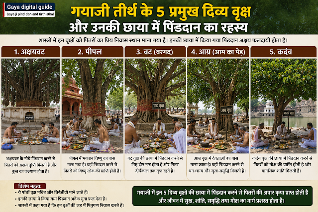 गयाजी में अक्षयवट और प्राचीन पीपल वृक्ष की छाया में रक्षा-सूत्र बांधकर पिंडदान करते श्रद्धालु